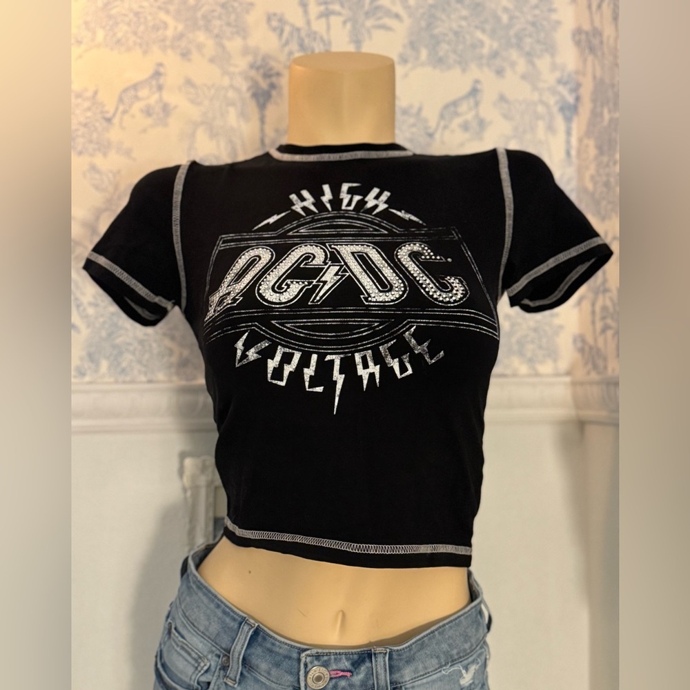Black AC/DC High Voltage Fitted T-Shirt